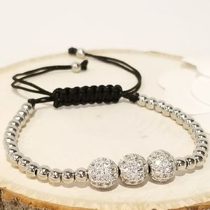 NEW Pave CZ Spheres Draw Strings Bracelets